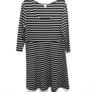 Black and white striped dress